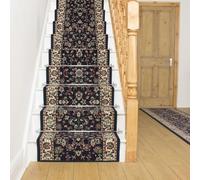 runrug Stair Runner Carpet for Staircases - Soft & Comfy, 9mm - 'Persian' in Blue | Size: 80 cm x 720 cm runrug Blue 80 cm x 720 cm