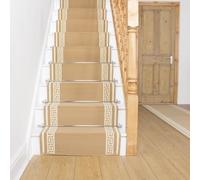 runrug Stair Runner Rug - Staircase Carpet Runner for Stairs - Stain Resistant Stair Carpet Rug Runner - Ideal for High Foot-Traffic Areas - 60cm Wide x 450cm Long - Key, Beige