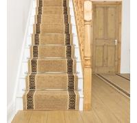 runrug Soft & Comfortable Stair Runner - Smooth & Durable Carpet for Stairs - Stain-Resistant, Fade-Resistant - Multiple Sizes - 60cm x 570cm - 9mm Thick - Tribal, Beige