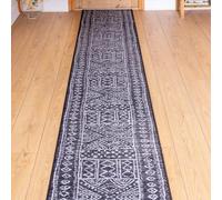 runrug Soft & Luxurious Hallway Runner Rug - Comfortable Carpet for Hall, Kitchen & Corridor - Multiple Sizes - Stain-Resistant, Dirt-Resistant - 80cm x 150cm - 9mm Thick - Afrikans, Black