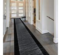 runrug Soft & Luxurious Hallway Runner Rug - Comfortable Carpet for Hall, Kitchen & Corridor - Multiple Sizes - Stain-Resistant, Dirt-Resistant - 70cm x 480cm - 9mm Thick - Morning Mist, Black
