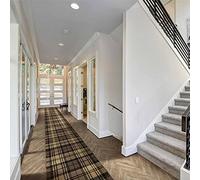 runrug Soft & Luxurious Hallway Runner Rug - Comfortable Carpet for Hall, Kitchen & Corridor - Multiple Sizes - Stain-Resistant, Dirt-Resistant - 80cm x 180cm - 9mm Thick - Tartan, Brown