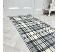runrug Soft & Luxurious Hallway Runner Rug - Comfortable Carpet for Hall, Kitchen & Corridor - Multiple Sizes - Stain-Resistant, Dirt-Resistant - 80cm x 210cm - 9mm Thick - Tartan, Grey