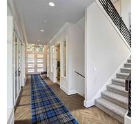 runrug Soft & Luxurious Hallway Runner Rug - Comfortable Carpet for Hall, Kitchen & Corridor - Multiple Sizes - Stain-Resistant, Dirt-Resistant - 80cm x 360cm - 9mm Thick - Tartan, Blue