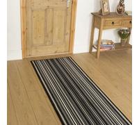 runrug Soft & Luxurious Hallway Runner Rug - Comfortable Carpet for Hall, Kitchen & Corridor - Multiple Sizes - Stain-Resistant, Dirt-Resistant - 70cm x 330cm - 9mm Thick - Strike, Black