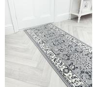 runrug Soft & Luxurious Hallway Runner Rug - Comfortable Carpet for Hall, Kitchen & Corridor - Multiple Sizes - Stain-Resistant, Dirt-Resistant - 240cm x 70cm - 9mm Thick - Persian, Grey