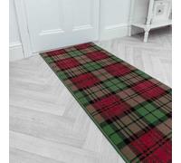 runrug Soft & Luxurious Hallway Runner Rug - Comfortable Carpet for Hall, Kitchen & Corridor - Multiple Sizes - Stain-Resistant, Dirt-Resistant - 70cm x 150cm - 9mm Thick - Tartan, Red Green