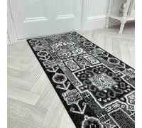 runrug Soft & Luxurious Hallway Runner Rug - Comfortable Carpet for Hall, Kitchen & Corridor - Stain-Resistant, Dirt-Resistant - Multiple Sizes - 150cm x 60cm - 9mm Thick - Abstract, Black