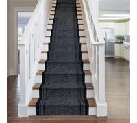 runrug Stair Runner Carpet - Durable, Non-Slip, 7mm - 'Inca' in Black | Size: 80 cm x 600 cm runrug Black 80 cm x 600 cm