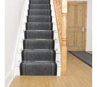 runrug Stair Runner Carpet - Durable, Non-Slip, 7mm - 'Inca' in Grey | Size: 80 cm x 690 cm runrug Grey 80 cm x 690 cm