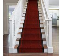 runrug Stair Runner Rug - Non Slip - Staircase Carpet Runner for Stairs - Stain Resistant Stair Carpet Rug Runner - Ideal for High Foot-Traffic - 80cm Wide x 450cm Long - Inca, Red