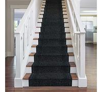 runrug Stair Runner Rug - Non Slip - Staircase Carpet Runner for Stairs - Stain Resistant Stair Carpet Rug Runner - Ideal for High Foot-Traffic - 66cm Wide x 600cm Long - Aztec, Black