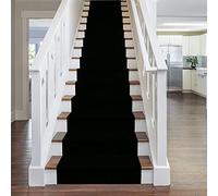 runrug Stair Runner Rug - Staircase Carpet Runner for Stairs - Stain Resistant Stair Carpet Rug Runner - Ideal for High Foot-Traffic Areas - 60cm Wide x 690cm Long - Plain, Black