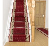 runrug Stair Runner Rug - Staircase Carpet Runner for Stairs - Stain Resistant Stair Carpet Rug Runner - Ideal for High Foot-Traffic Areas - 60cm Wide x 510cm Long - Pin Dot, Red