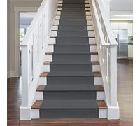 runrug Stair Runner Rug - Staircase Carpet Runner for Stairs - Stain Resistant Stair Carpet Rug Runner - Ideal for High Foot-Traffic Areas - 70cm Wide x 450cm Long - Plain, Light Grey