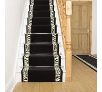 runrug Stair Runner Rug - Staircase Carpet Runner for Stairs - Stain Resistant Stair Carpet Rug Runner - Ideal for High Foot-Traffic Areas - 60cm Wide x 690cm Long - Zebra, Border