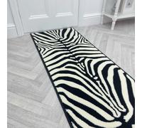runrug Zebra Print Long Hallway Carpet Runner in White | Size: 70 cm x 150 cm runrug White 70 cm x 150 cm