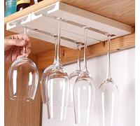 runruii Wine Glass Holder Under Shelf Cabinet Wine Glass Rack Plastic Stemware Rack Glassware Drying Storage Hanger for Kitchen,Bar and Restaurant (White-2Pack)