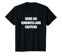 Runs On Kindness and Caffeine T-Shirt, Kids, Black, 3 Years