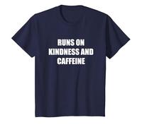 Runs On Kindness and Caffeine T-Shirt, Kids, Navy, 4 Years