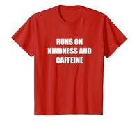 Runs On Kindness and Caffeine T-Shirt, Kids, Red, 2 Years
