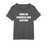 Runs On Kindness and Caffeine T-Shirt, Women's Plus, Asphalt, 6X
