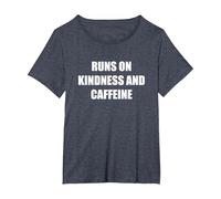 Runs On Kindness and Caffeine T-Shirt, Women's Plus, Heather Blue, 2X