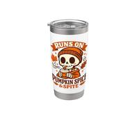 Runs On Pumpkin Spice Spite Fall Skeleton Halloween Stainless Steel Insulated Tumbler