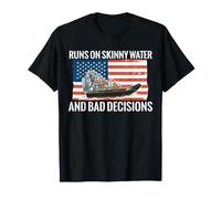 Runs On Skinny Water and Bad Decisions Airboat American Flag T-Shirt