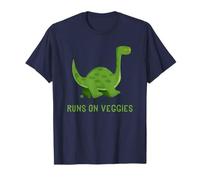 Runs On Veggies Cute Dinosaur - Vegetarian Vegan T-Shirt