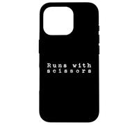 Runs with scissors | Classic 90s style design. Case for iPhone 16 Pro