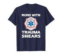 RUNS WITH TRAUMA SHEARS funny EMT Firefighter EMS Paramedic T-Shirt