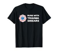 Runs with Trauma Shears Funny EMT Firefighter EMS Paramedic Value Graphic T-Shirt