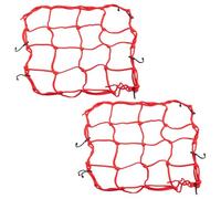 Runseaway 2Pcs 12" x 12" Elasticated Bungee Luggage Cargo Net with 6 Adjustable Hooks, Heavy Duty Tie-Down Net for Motorcycles, ATVs, Bikes, Cars, Trucks (Red)
