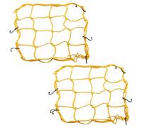 Runseaway 2Pcs 12" x 12" Elasticated Bungee Luggage Cargo Net with 6 Adjustable Hooks, Heavy Duty Tie-Down Net for Motorcycles, ATVs, Bikes, Cars, Trucks (Yellow)