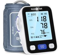 RunStar Upper Arm Blood Pressure Monitor with Wide Range Cuff (8.6'' -16.5'') for Home Use, Automatic Digital BP Machine with Storage Bag, 2x99 Reading Memory