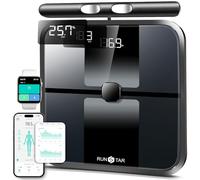 RunStar Scale for Body Weight and Fat Percentage, 8-Electrode Full Body Composition Monitor 28 Body Metrics Sync App, BMI, Muscle Mass-High Accuracy Digital Bathroom Scale with 3-Metric Display Black