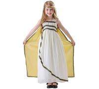 Runstarshow Ancient Greek Goddess Costume Girls Halloween Dress Roman Gold Leaf Headpiece Detachable Cape Historical Reenactment Fancy Dress Mythology Outfit Age 3-10