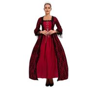 Runstarshow Halloween Costumes Adult Women Gothic Renaissance Corset Dress Medieval Ball Gown Vampire Queen Outfit Plus Size S-5XL / UK 8-22