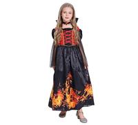 Runstarshow Halloween Costumes for Kids Girls Vampire Outfit Gothic Dress with Choker Necklace Witch Princess Fancy Dress Spooky Hooded Costume Age 5-14