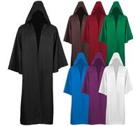 Runstarshow Halloween Hooded Cloak Wizard Costume Adult Men Vampire Cape Women Gothic Witch Outfit Halloween Medieval Costumes Cosplay Robes S-3XL / UK 8-20