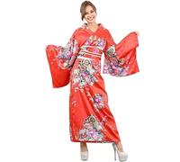 Runstarshow Halloween Kimono Dress for Women Traditional Japanese Yukata Floral Robes Cultural Costume Anime Cosplay Outfit Adult Sizes 8-16 (M-L)