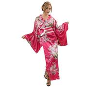 Runstarshow Halloween Kimono Dress for Women Traditional Japanese Yukata Floral Robes Cultural Costume Anime Cosplay Outfit Adult Sizes 8-16 (M-L)
