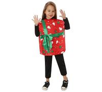 Runstarshow Kids Christmas Costume Girls Xmas Dress Up Boys Fancy Dress Costumes Halloween Present Box Candy Cane Novelty Outfits Unisex Jumpsuit Age 3-12 Years