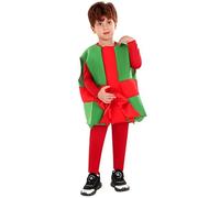 Runstarshow Kids Christmas Costume Girls Xmas Dress Up Boys Fancy Dress Costumes Halloween Present Box Candy Cane Novelty Outfits Unisex Jumpsuit Age 3-12 Years