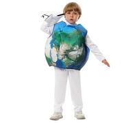 Runstarshow Kids Earth Costume Halloween Outfits for Boys Girls Space Outfit 3 Piece Set Planet Cape White Bodysuit Airplane Glove Carnival Fancy Dress Age 5-10 Years