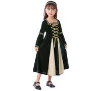 Runstarshow Kids Girls Medieval Dress Renaissance Costume Victorian Vintage Velvet Gown Tudor Outfit Halloween Costumes Princess Dresses Historical Fancy Dress Age 3-12
