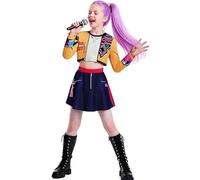Runstarshow Kpop Hunters Costume Kids Girls Halloween Demon Costumes Teen Girl Stage Outfit 3PCS Pop Singer Coat,Shorts & T-Shirt Christmas Carnival Dress Up Age 2-14 Years