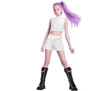 Runstarshow Kpop Hunters Costume Kids Girls Halloween Demon Costumes Teen Girl Stage Outfit 3PCS Pop Singer Coat,Shorts & T-Shirt Christmas Carnival Dress Up Age 2-14 Years