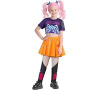 Runstarshow Kpop Hunters Costume Kids Girls Halloween Demon Costumes Teen Girl Stage Outfit 3PCS Pop Singer Coat,Shorts & T-Shirt Christmas Carnival Dress Up Age 2-14 Years